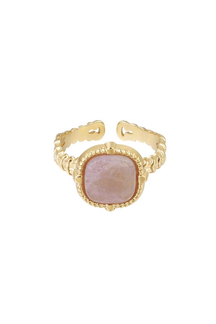 Statement ring elegant - pink - Natural stone collection Purple Stainless Steel One size 