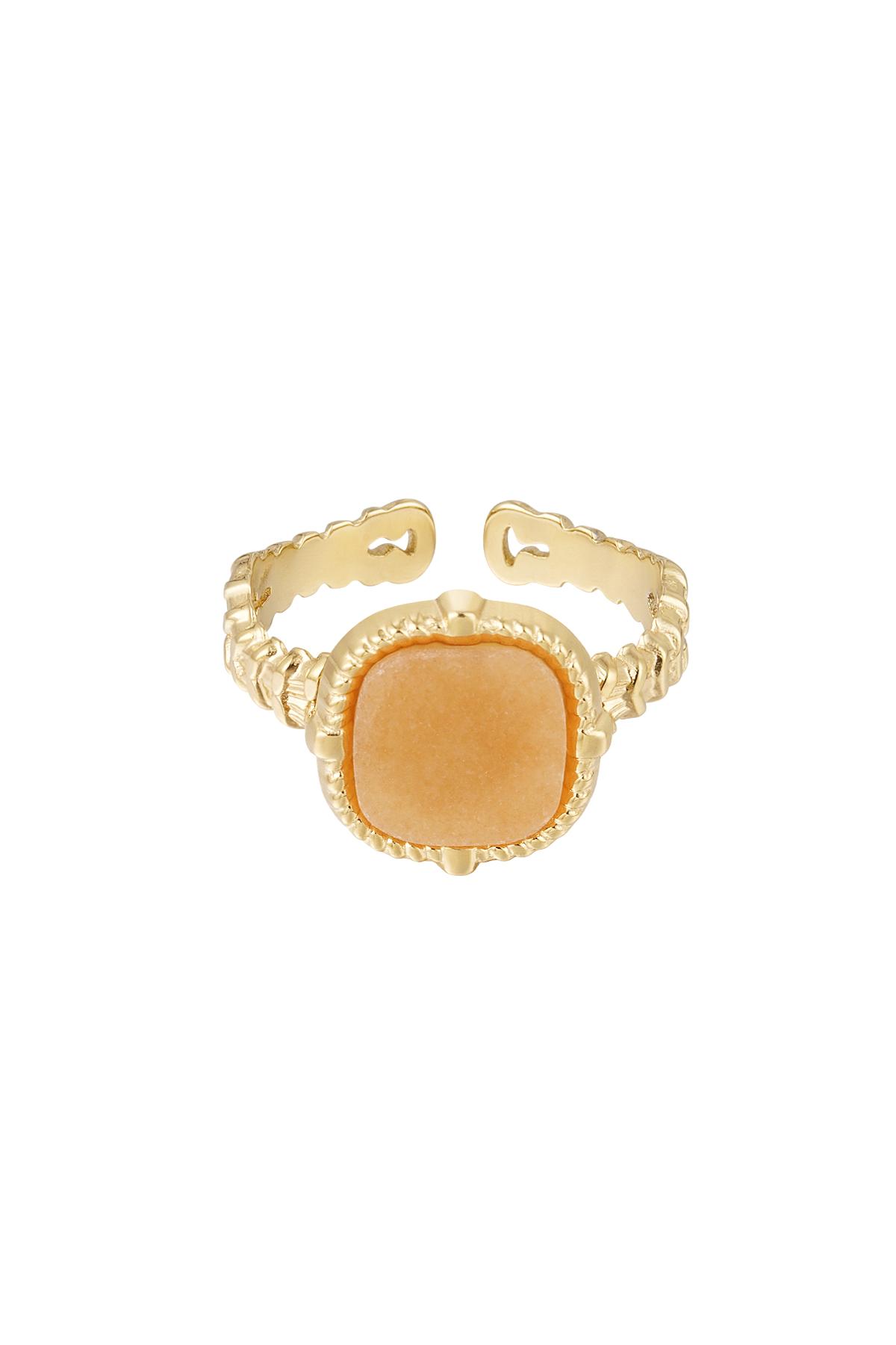 Statement-Ring elegant - orange - Natursteinkollektion Orange & Goldfarbe Edelstahl One size