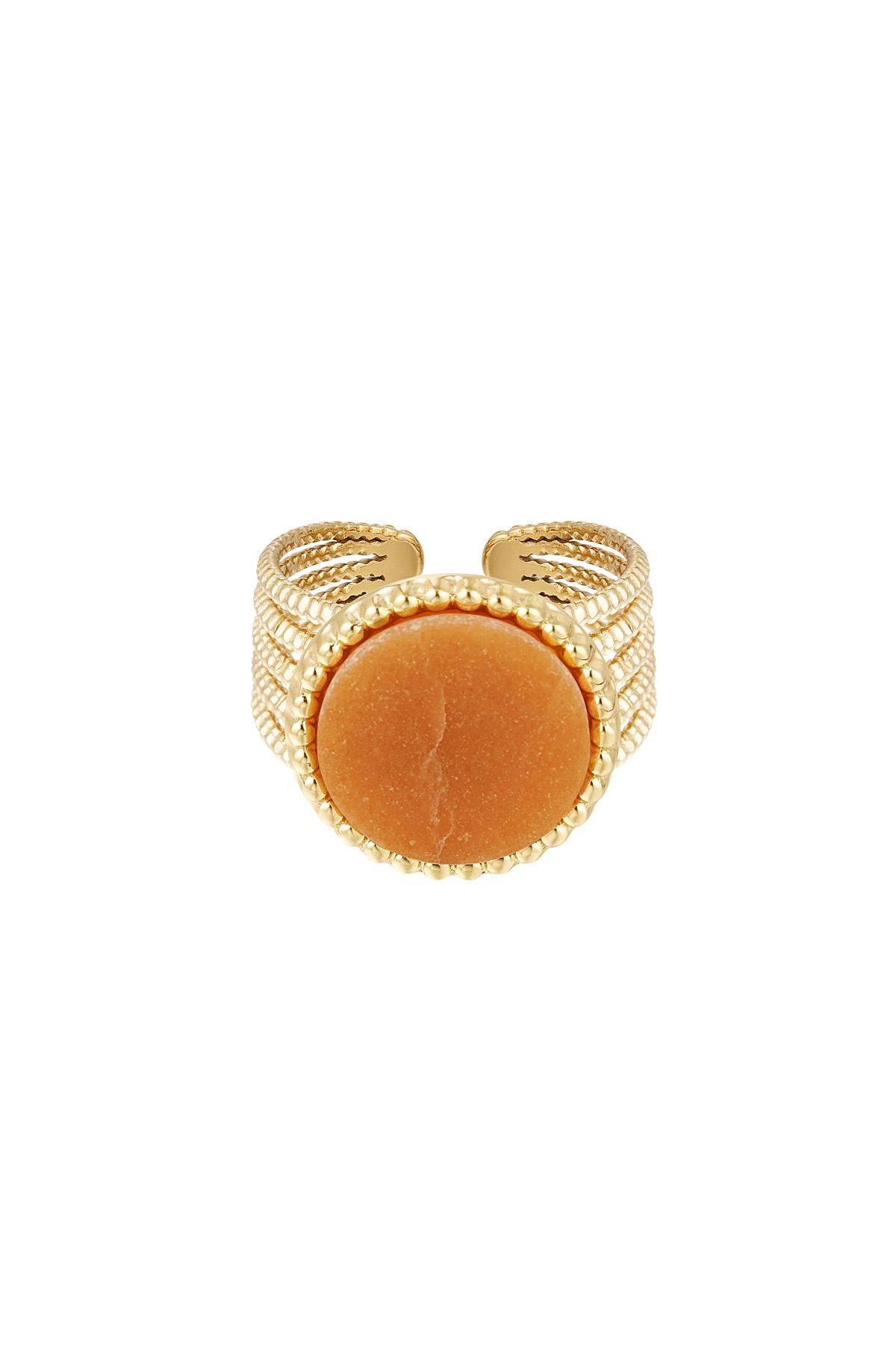 Statement-Ring Stein - Orange - Naturstein-Kollektion Orange &amp; Gold Edelstahl One size