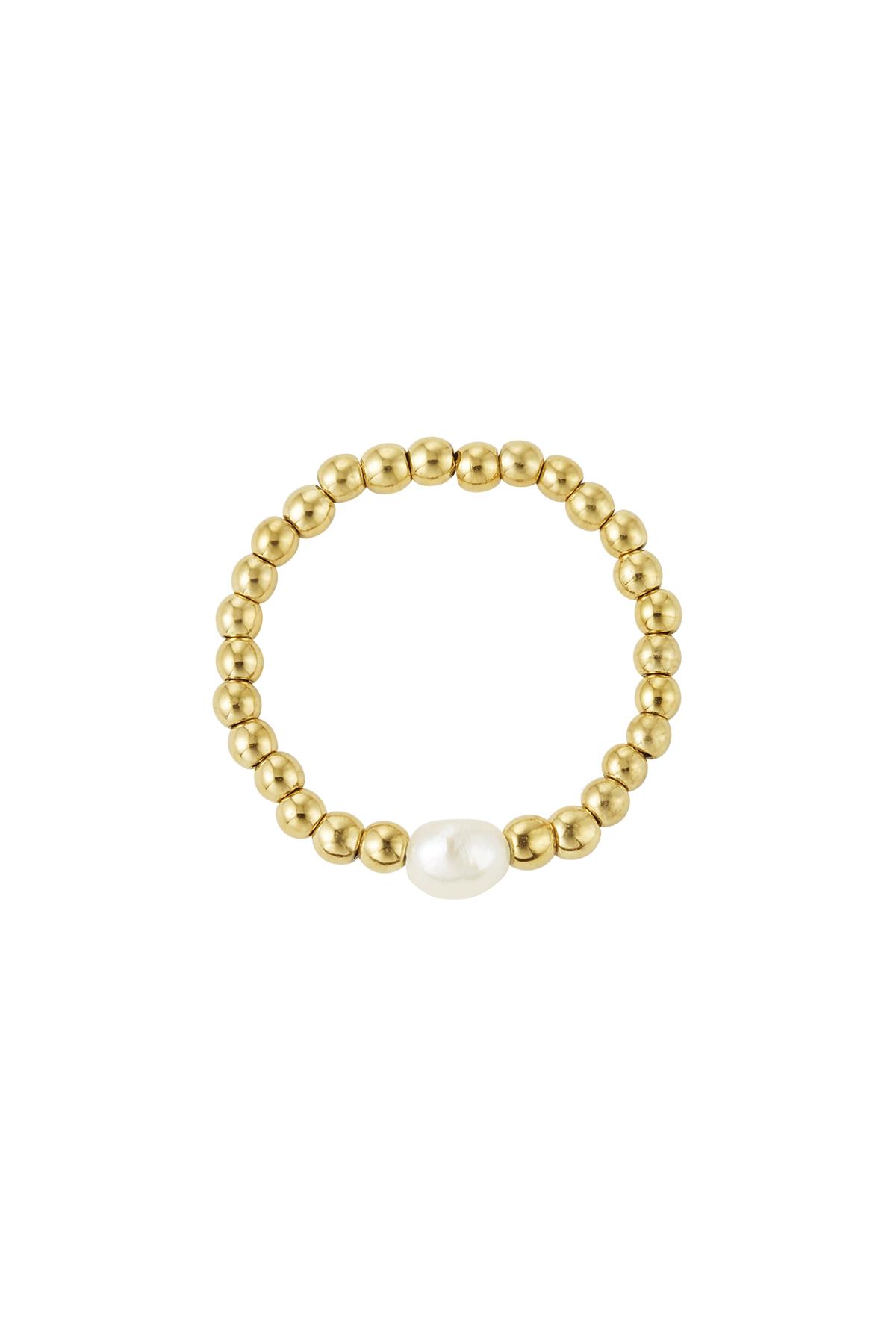 Elastic ring with pearl Gold Pearls One size h5 