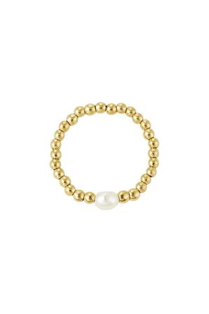 Elastic ring with pearl Gold Pearls One size h5 