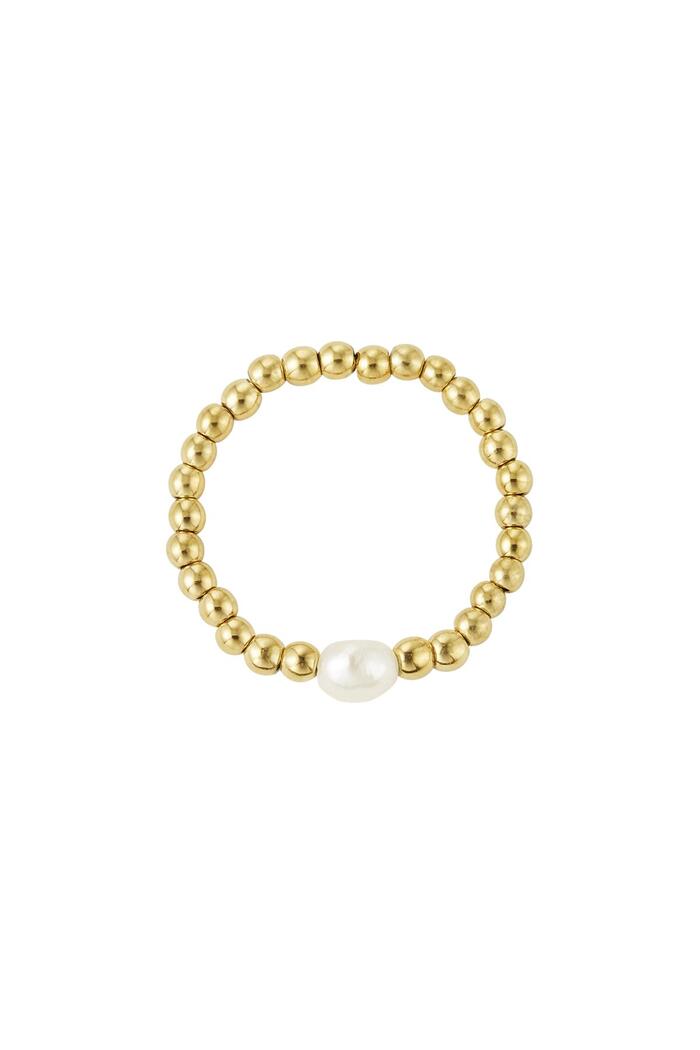 Elastic ring with pearl Gold Pearls One size 