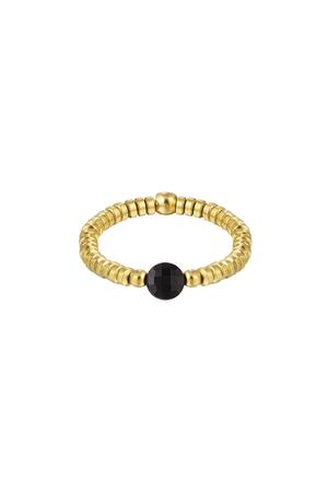 Elastic ring narrow beads - black - Natural stone collection Black & Gold One size h5 