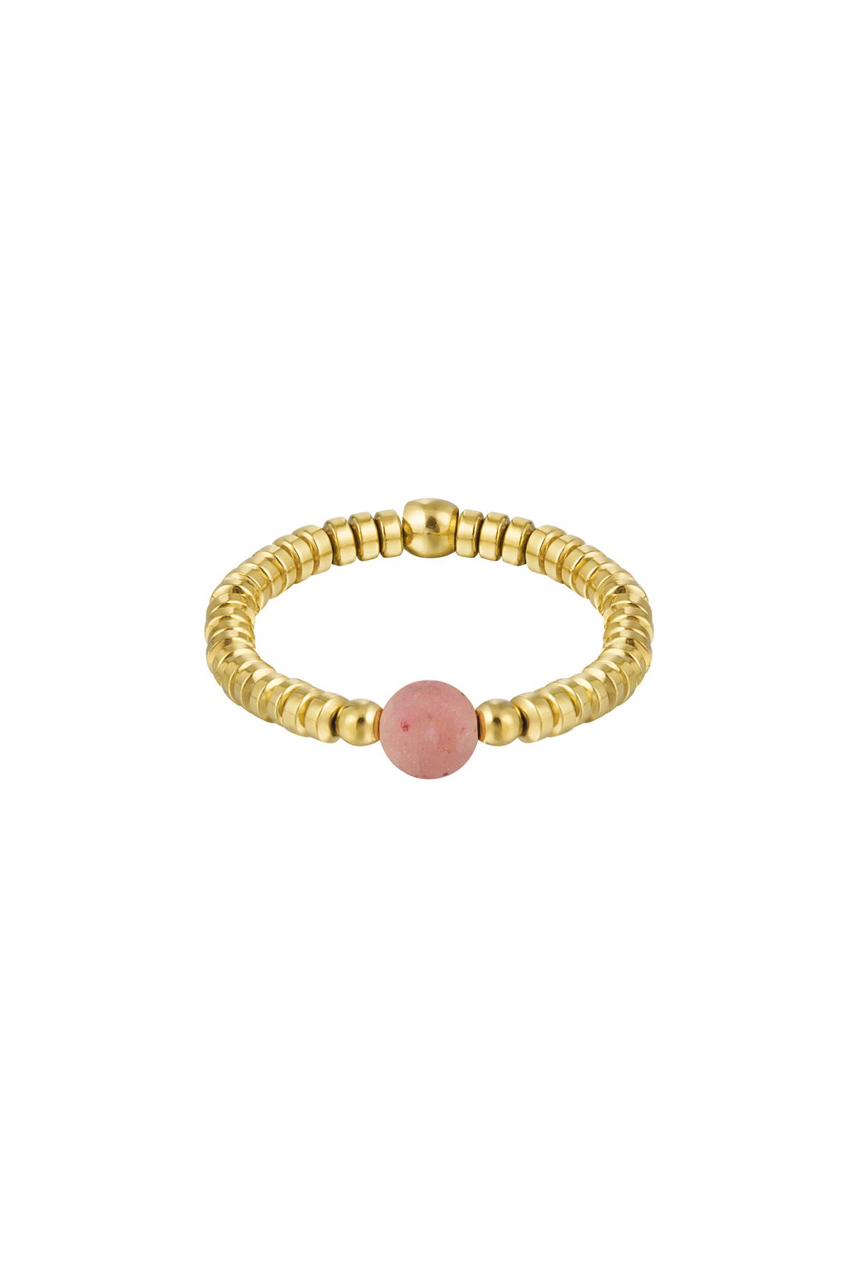 Elastischer Ring schmale Perlen - rosa - Kollektion Natursteine Rosè &amp; Gold Stone One size