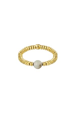 Elastischer Ring schmale Perlen - grün - Natursteinkollektion Grün & Gold Stone One size h5 