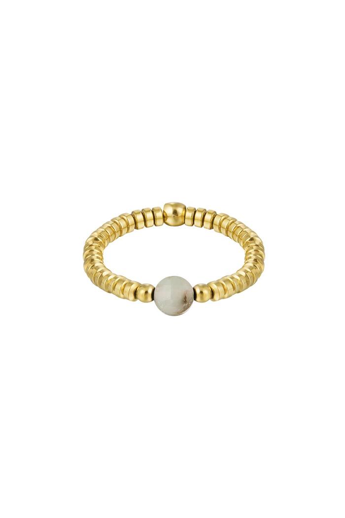 Elastischer Ring schmale Perlen - grün - Natursteinkollektion Grün & Gold Stone One size 