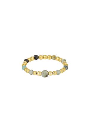 Elastischer Perlenring - grau/grün - Natursteinkollektion Grün & Gold Stone One size h5 
