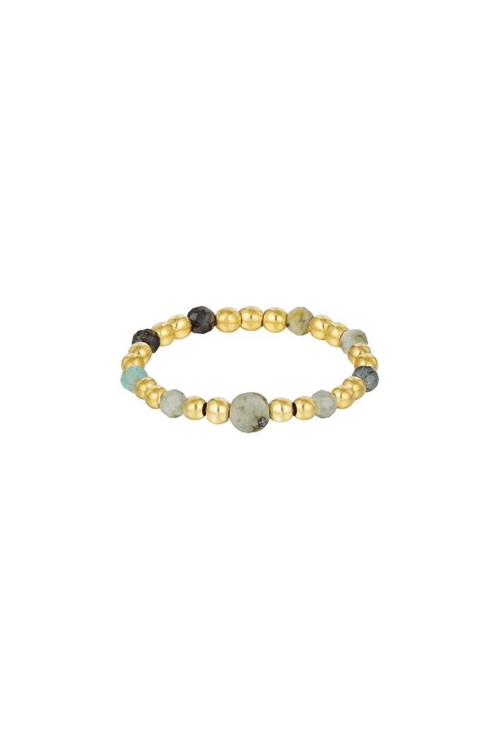 Elastischer Perlenring - grau/grün - Natursteinkollektion Grün & Gold Stone One size 