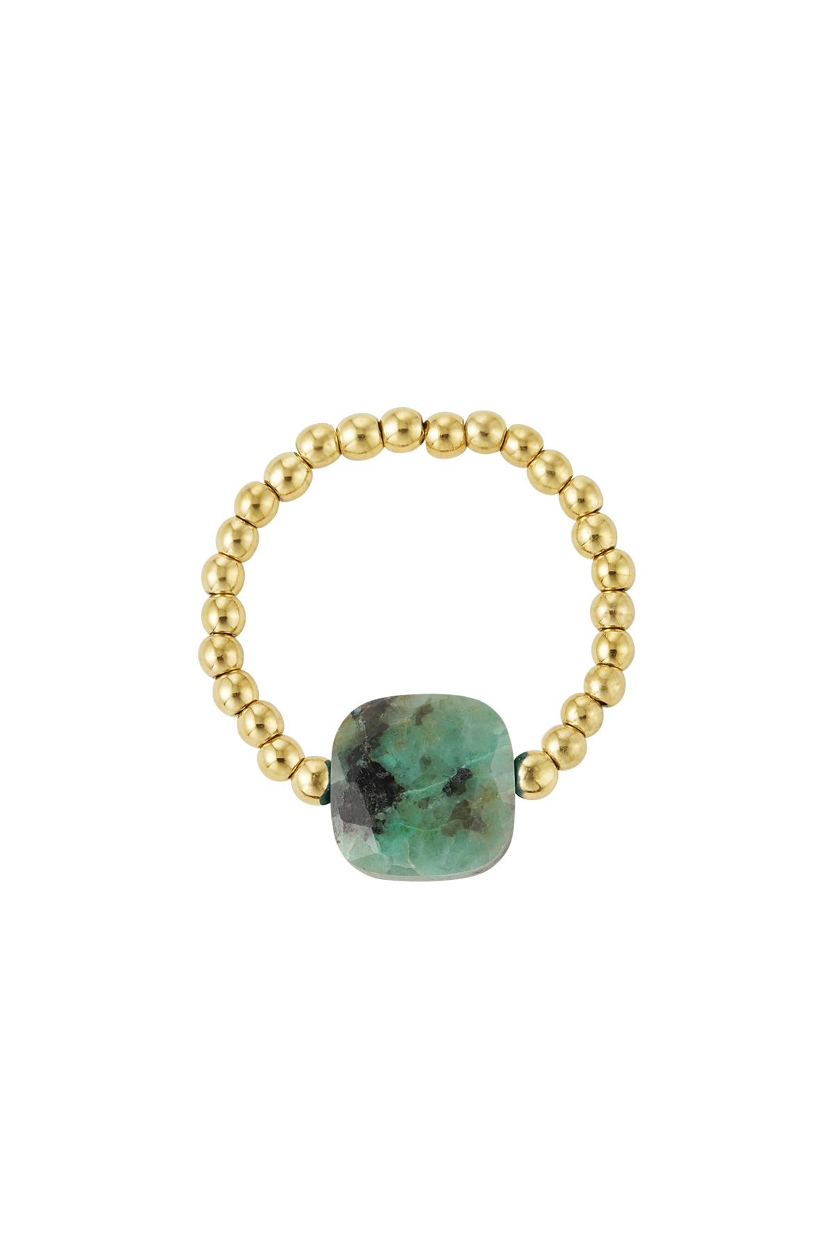 Anello elastico con pietra grande - Collezione pietre naturali Green & Gold Hematite One size 