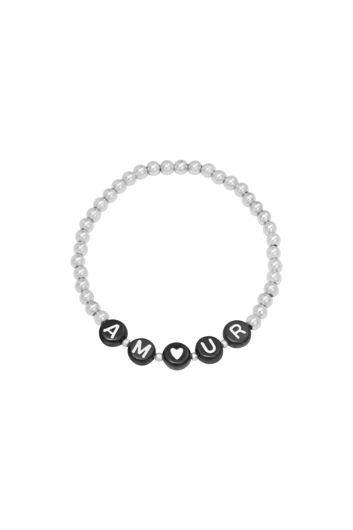 Bracelet Beaded Amour Silver Stainless Steel