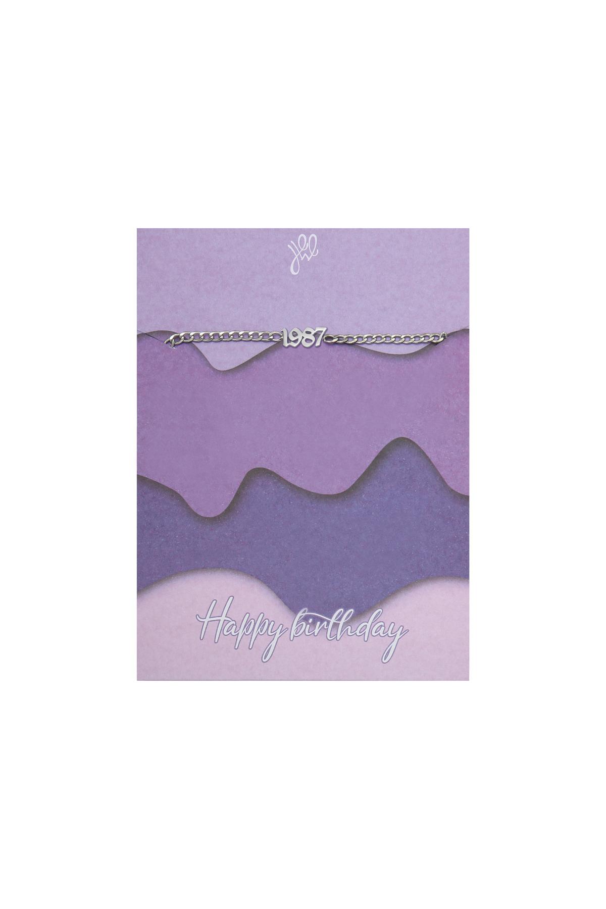 Bracelet Happy Birthday Years - 1987 Silver Color Stainless Steel 2