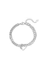 Zilver / Armband Chained Heart Zilver Stainless Steel 