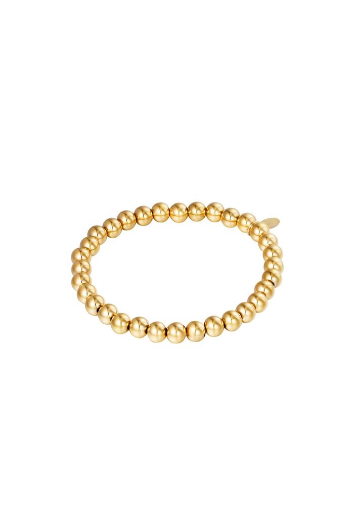 Bracelet Grosses Perles Or Acier Inoxydable-6MM 