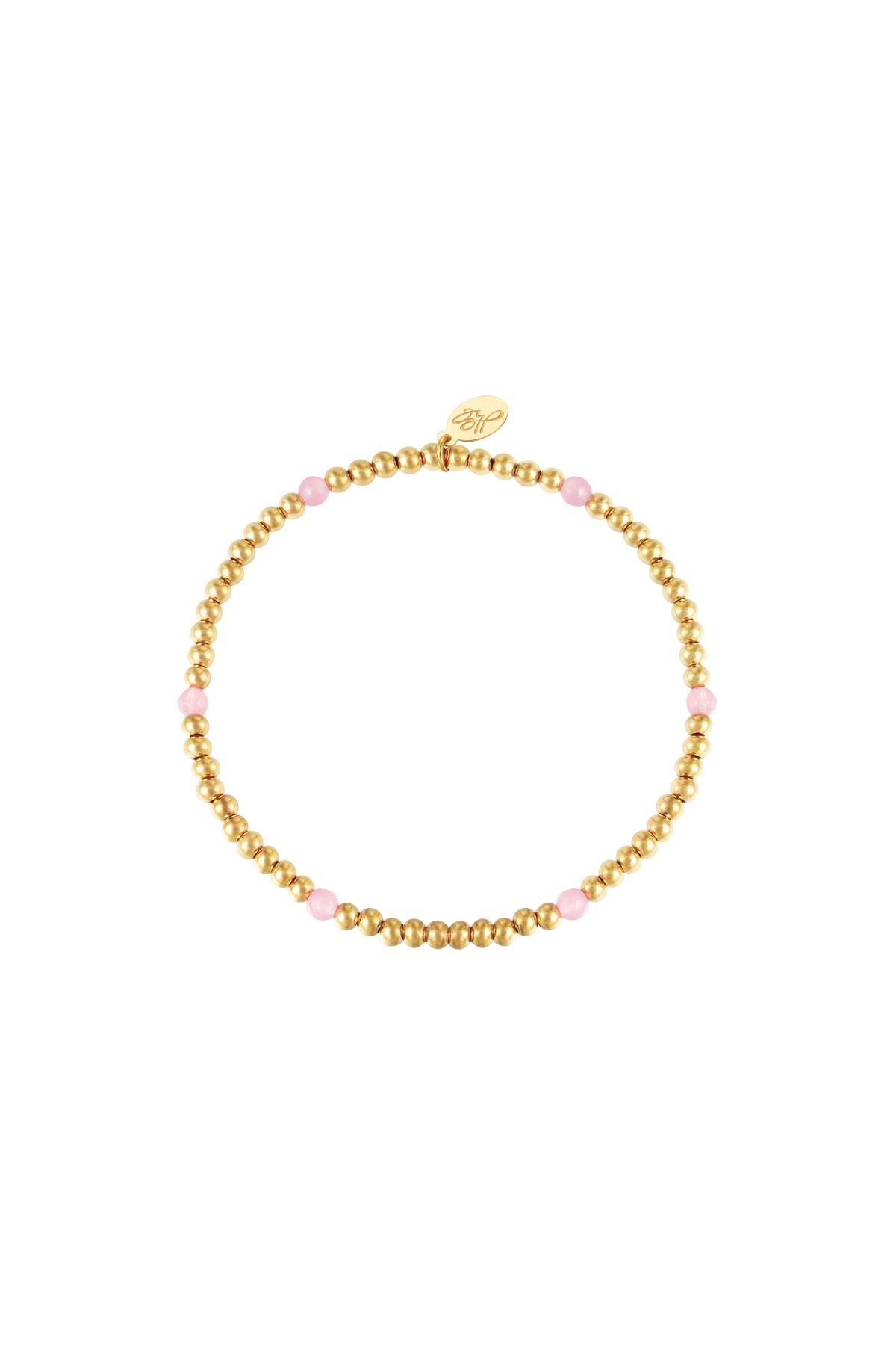 Pink & Gold / Bracelet Diamond Beads Pink & Gold Stainless Steel Picture2