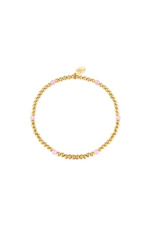 Bracciale Perline Di Diamanti Pink & Gold Stainless Steel h5 