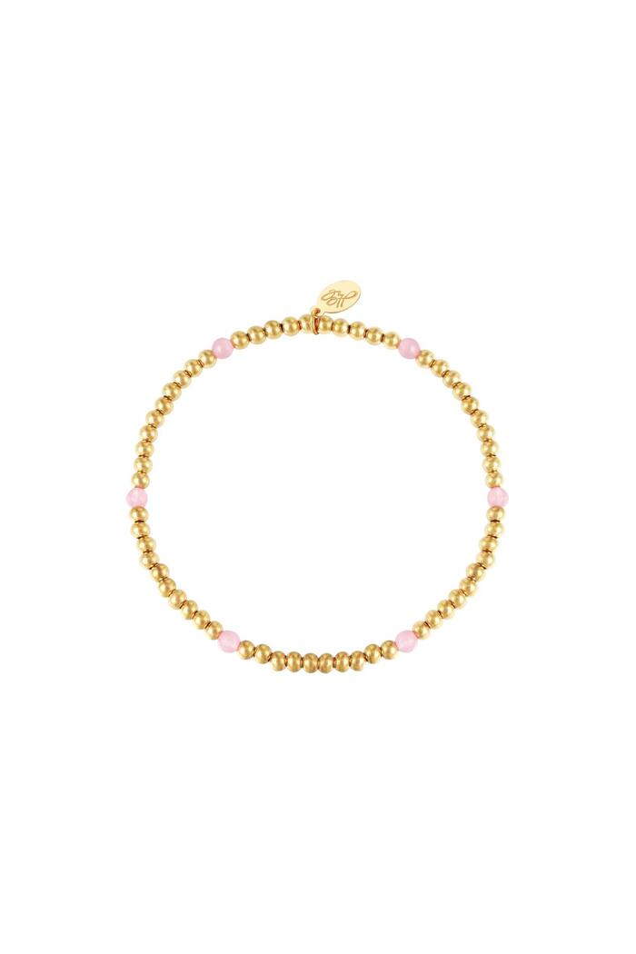 Armband Diamond Beads Pink & Gold Stainless Steel 