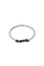 Silver / Bracciale Rocce Nere Silver Stainless Steel 