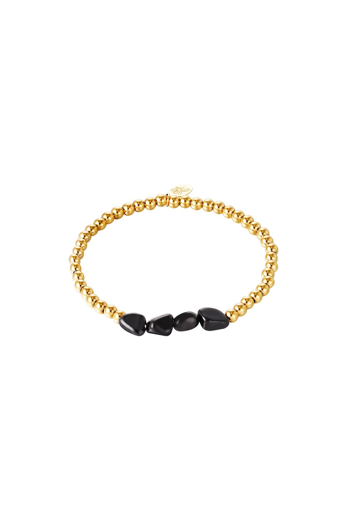 Bracelet Black Rocks Gold Color Stainless Steel