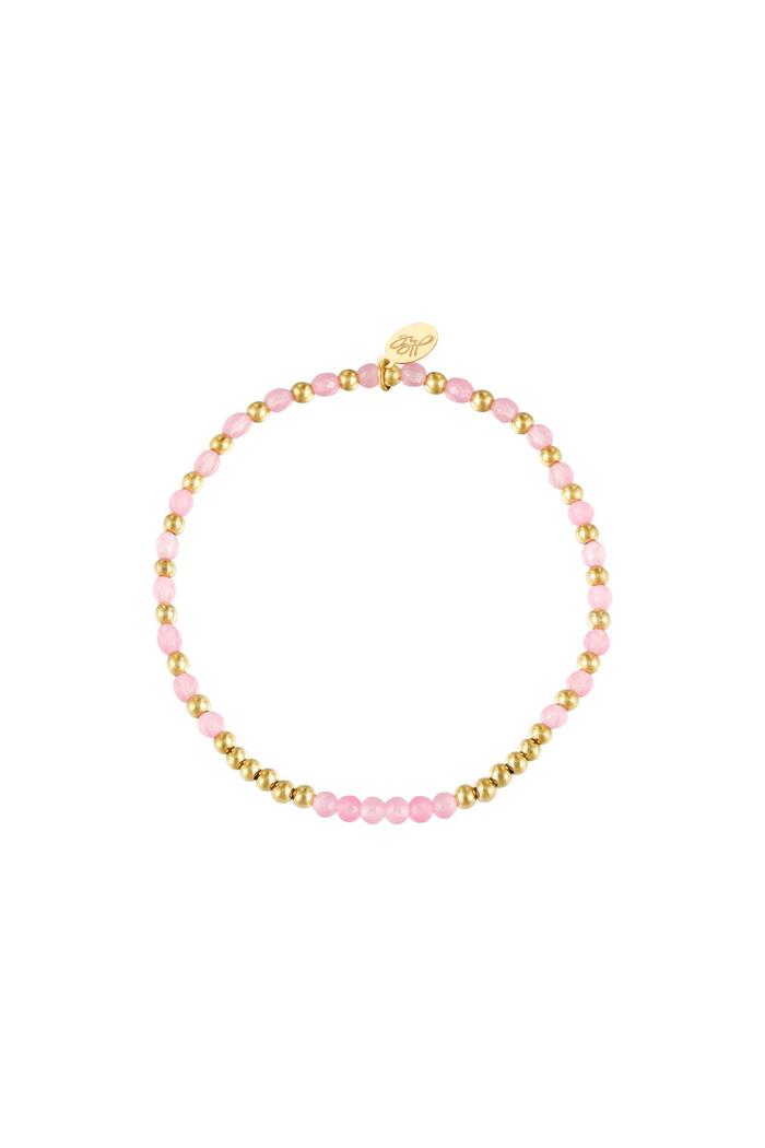 Bracelet Beads Spheres Pink & Gold Stainless Steel 