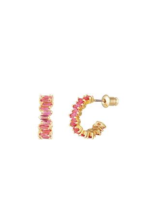 Earrings zircon stone Pink Copper h5 