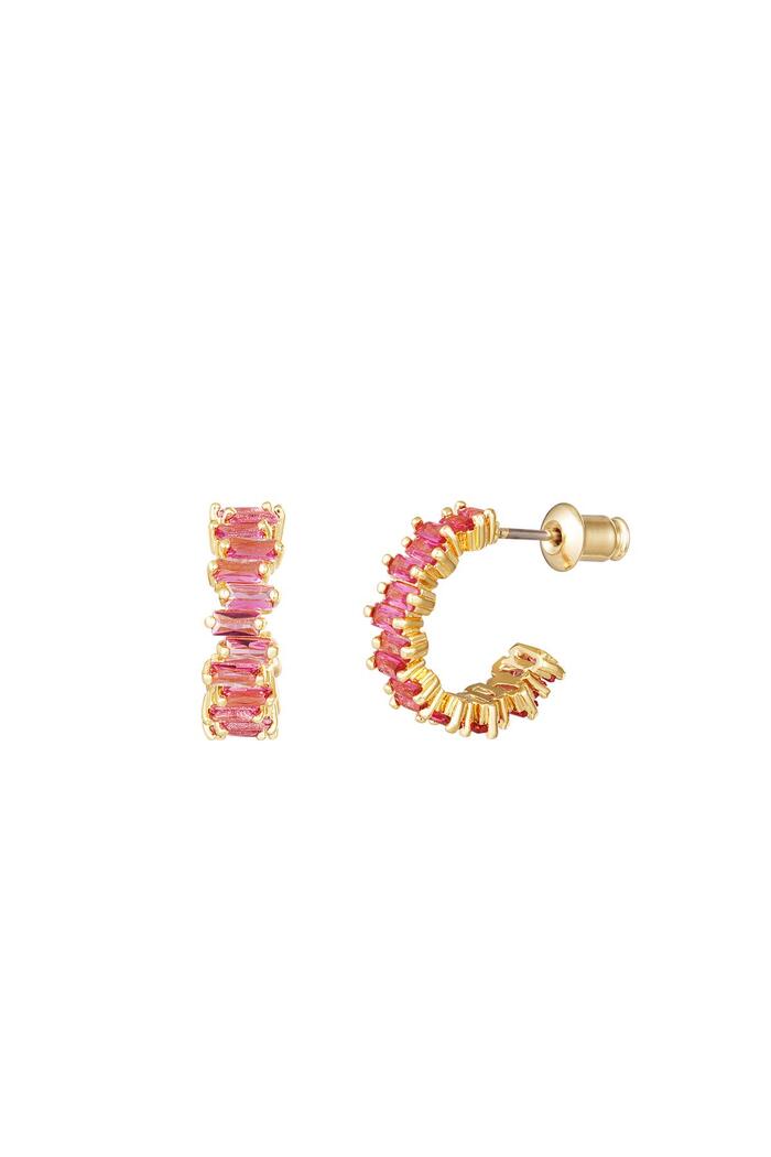 Earrings zircon stone Pink Copper 