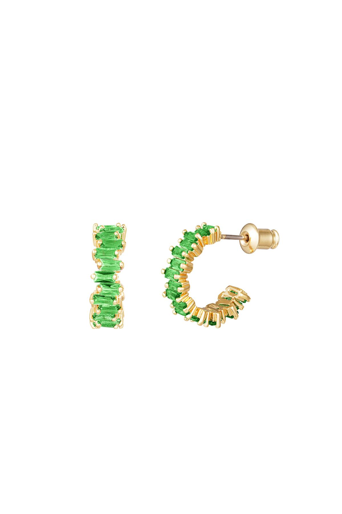 Green & Gold / Earrings zircon stone Green & Gold Copper Picture4