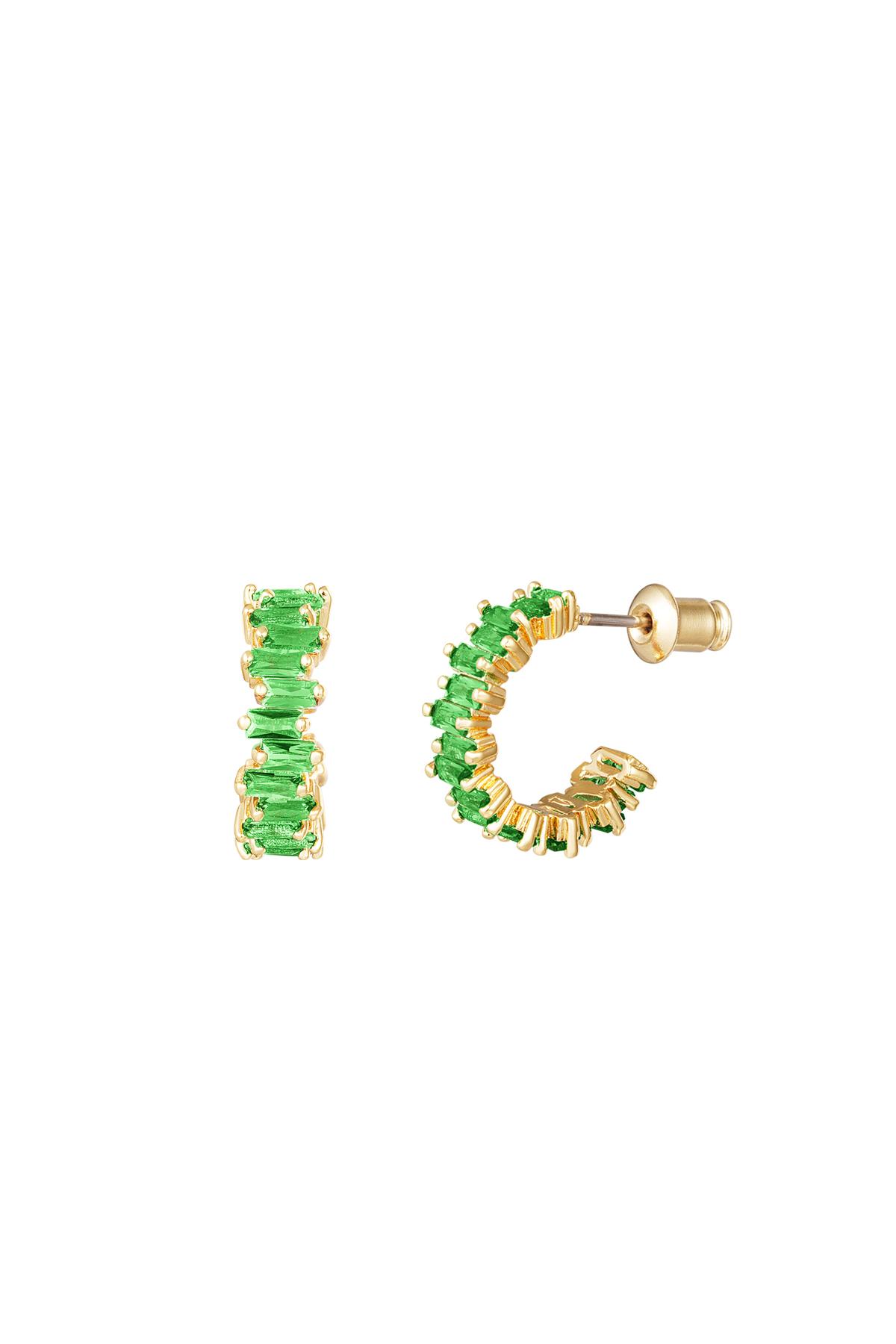 Earrings zircon stone Green & Gold Color Copper 2