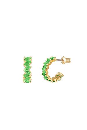 Earrings zircon stone Green & Gold Copper h5 