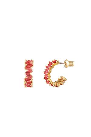 Earrings zircon stone Orange & Gold Copper h5 