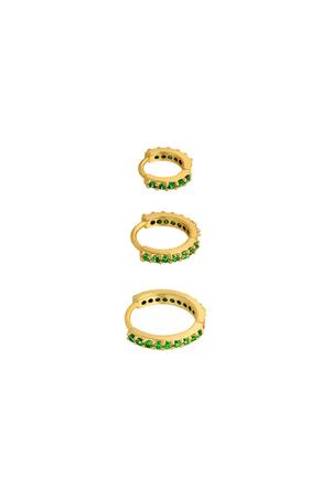Earrings Set of Circles Green & Gold Copper h5 