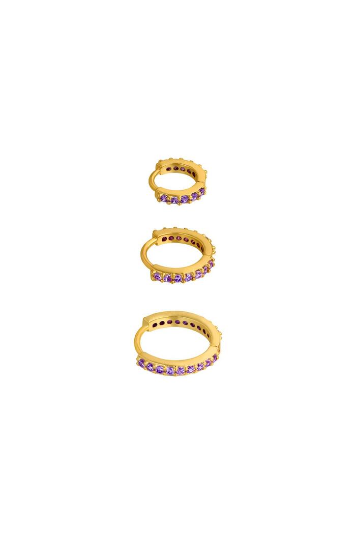 Earrings Set of Circles Purple Copper 