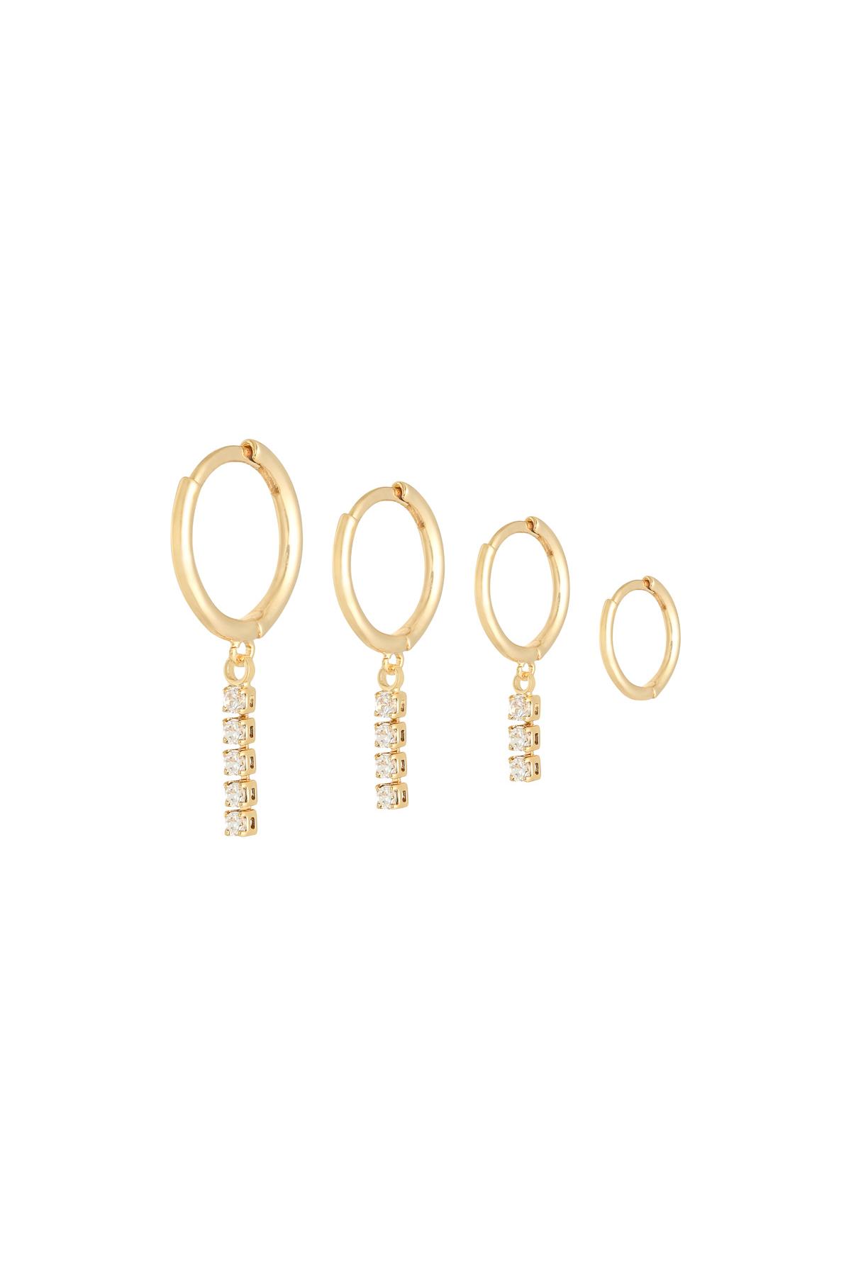 Earrings Set Dangling Diamonds Gold Copper