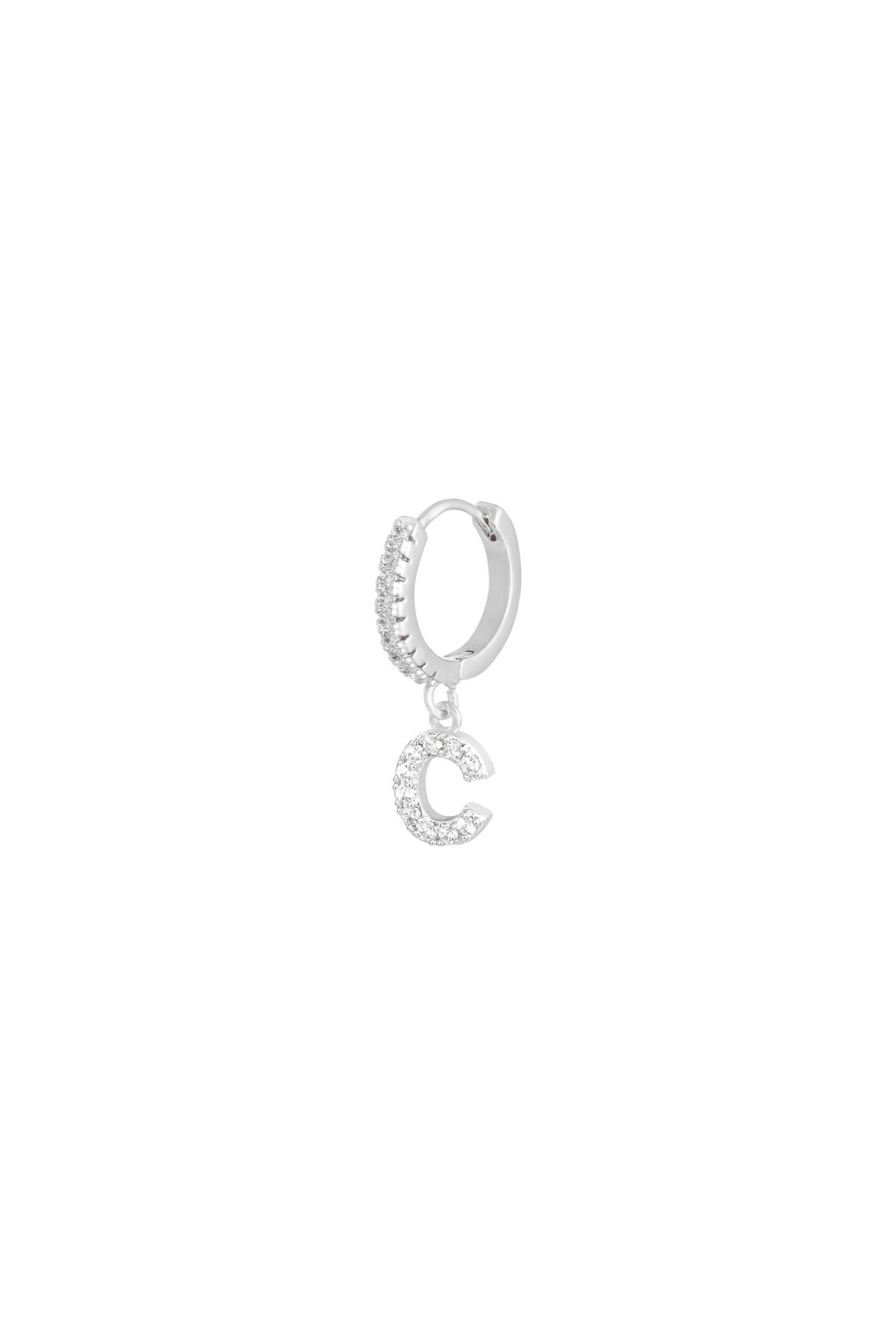 Silver / Earrings Letter C Silver Copper Picture15