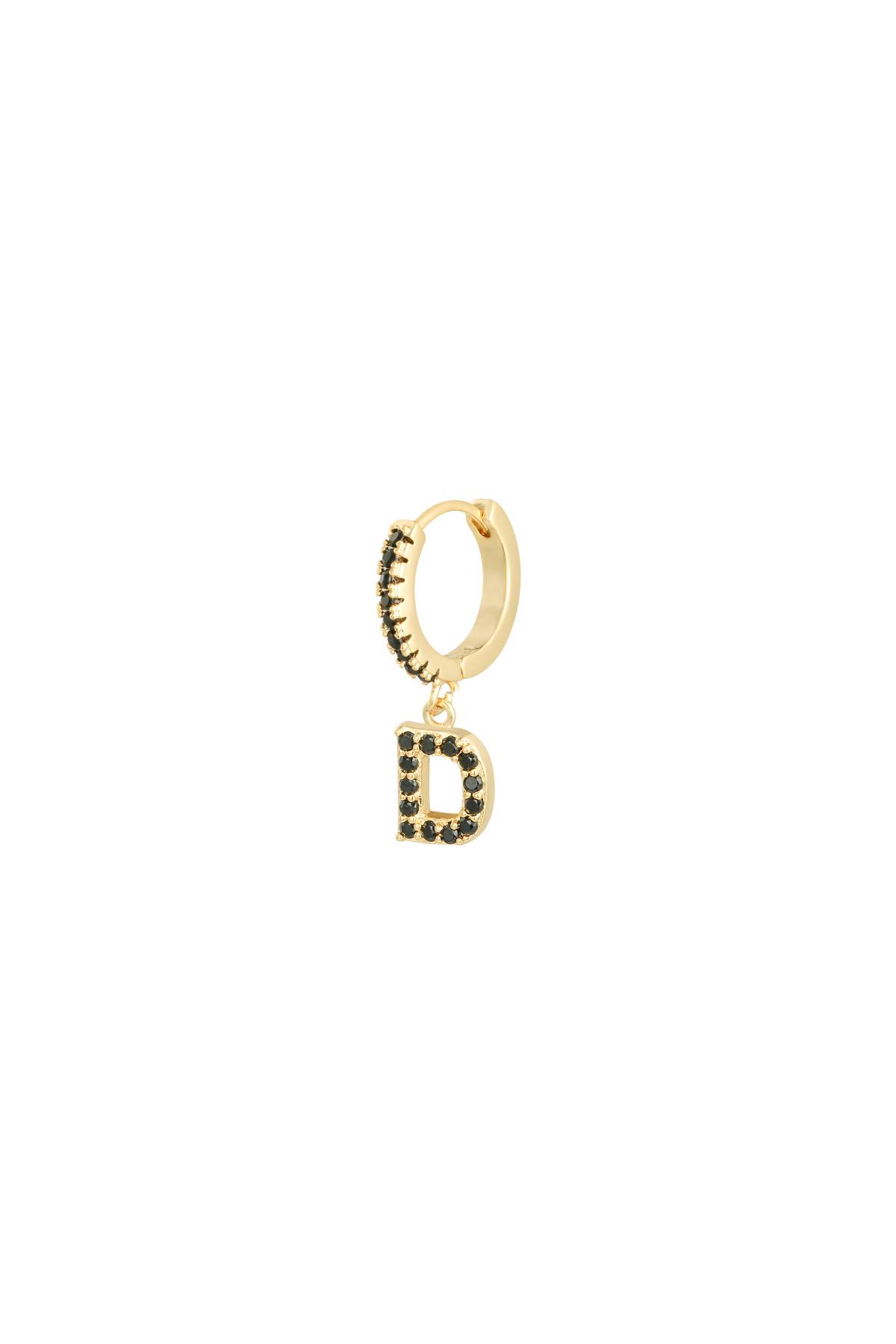 Black / Earrings Letter D Black Copper 