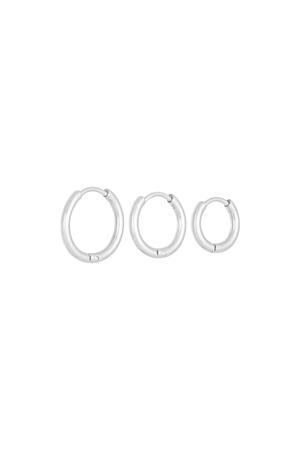 Earrings Set Little Hoops Silver Stainless Steel h5 