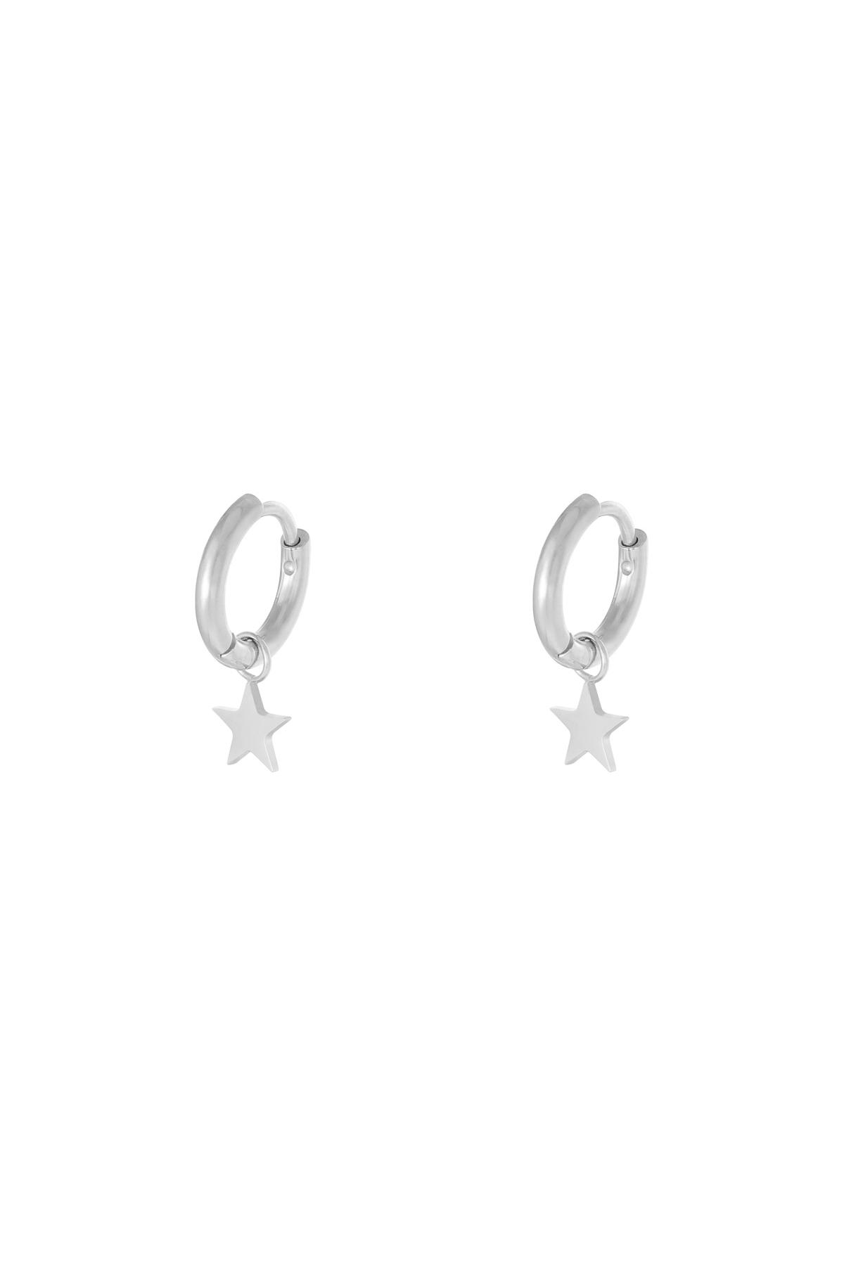 Earrings Star Silver Color Stainless Steel