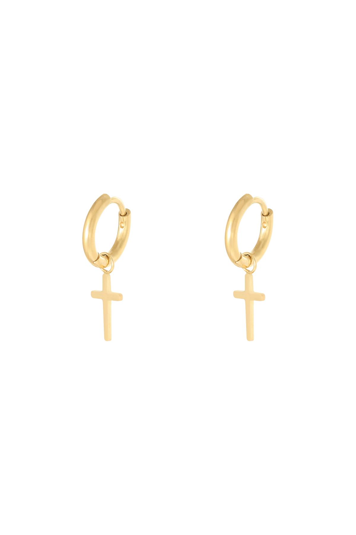 Earrings Faith Gold Color Stainless Steel 2