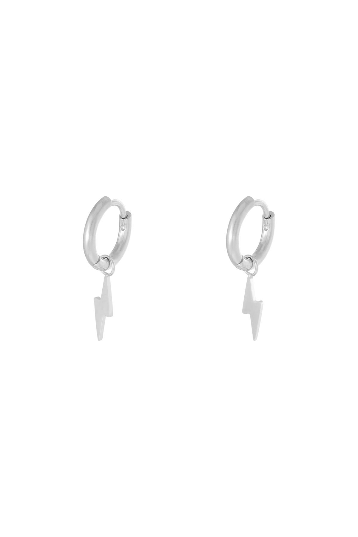 Earrings Bolt Silver Color Stainless Steel