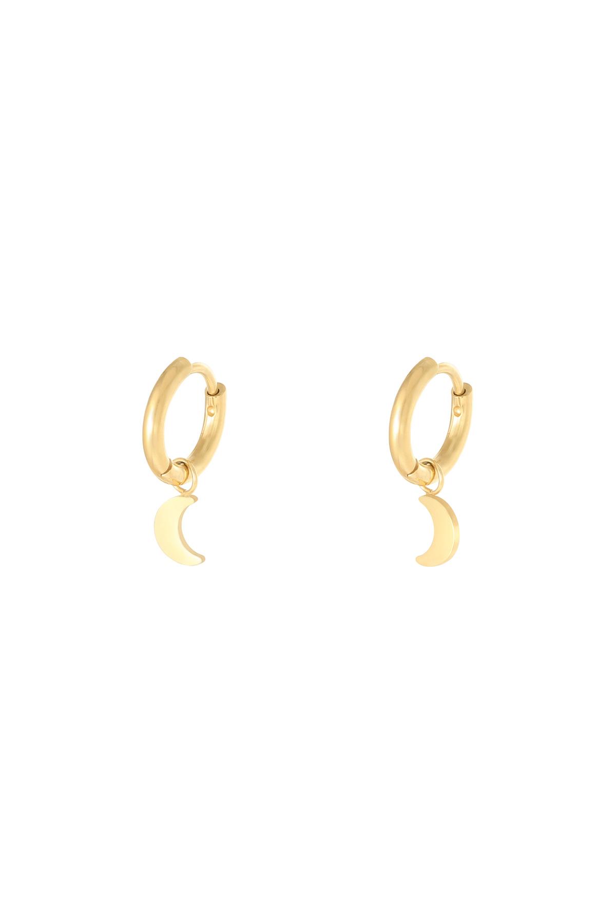 Earrings Moon Gold Color Stainless Steel