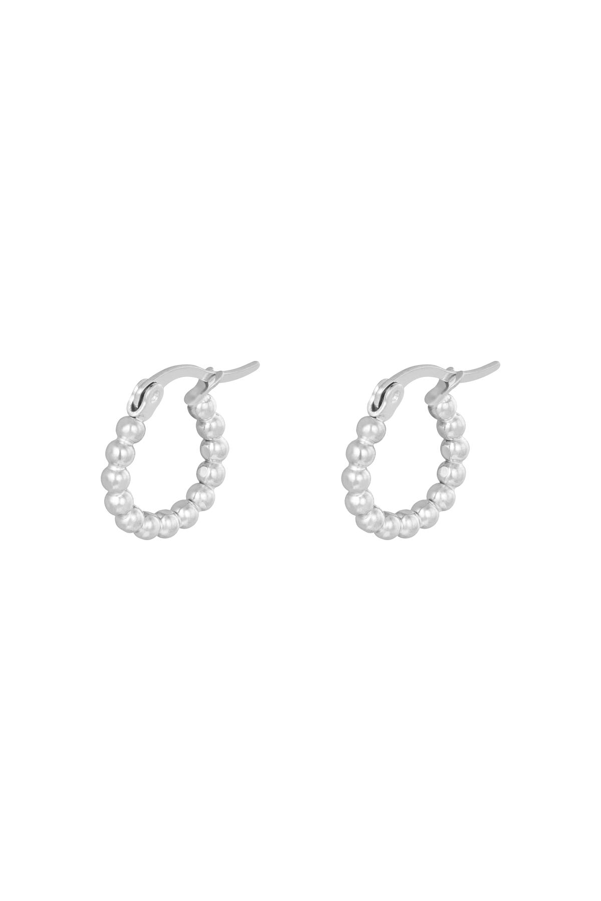 Silver / Earrings Hoops Spheres 15 mm Silver Stainless Steel 