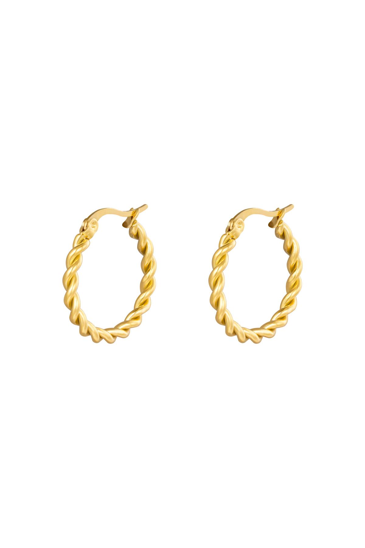 Earrings Hoops Twine 22 mm Gold Stainless Steel