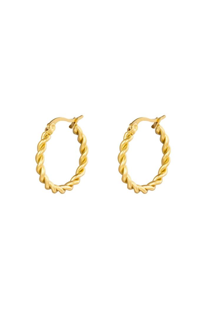 Earrings Hoops Twine 22 mm Gold Stainless Steel 