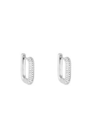 Earrings diamond rectangle Silver Copper h5 