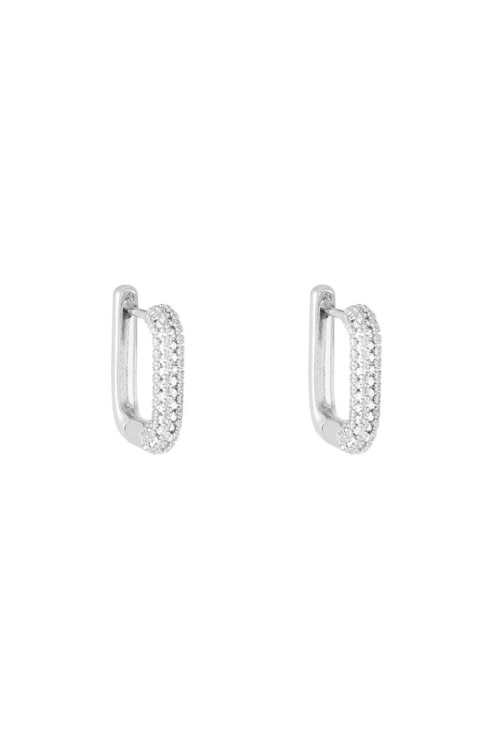 Earrings diamond rectangle Silver Copper 
