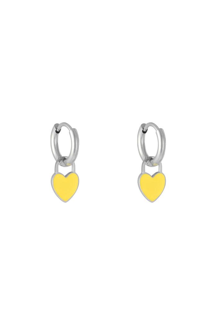 Earrings Pastel Heart Yellow Stainless Steel 