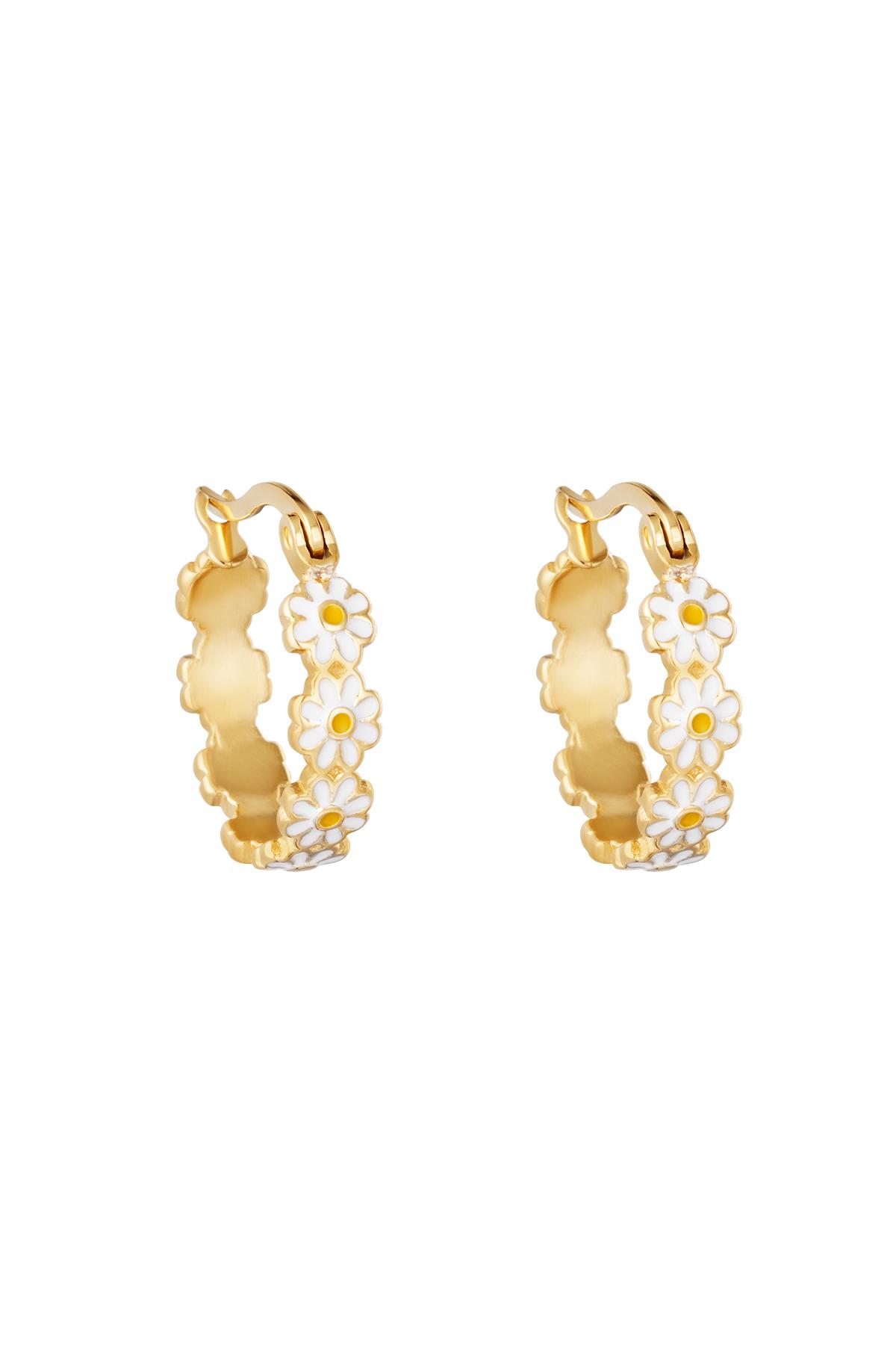 Blanco / Pendientes Daisy Hoops Blanco Acero inoxidable Imagen3