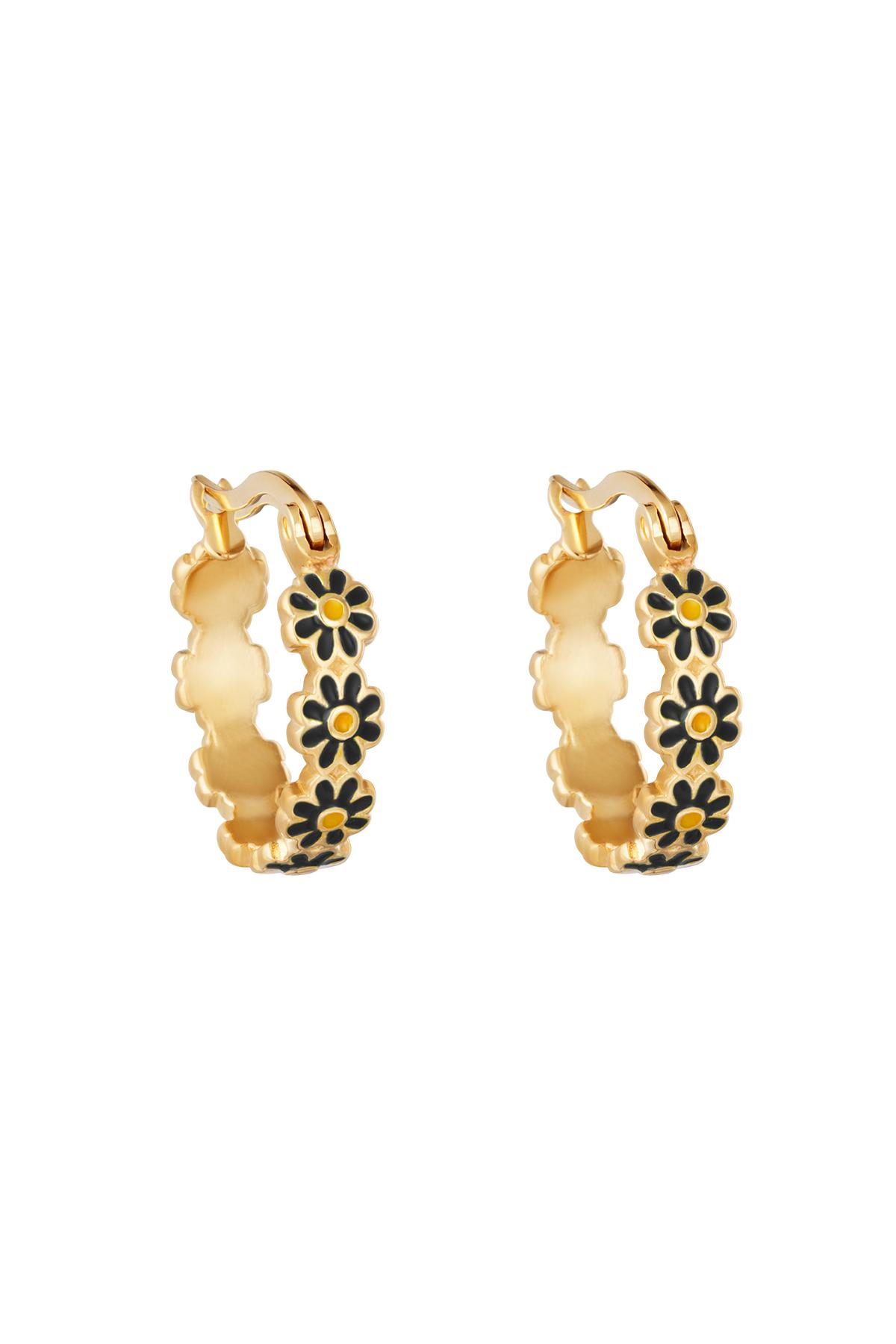 Pendientes Daisy Hoops Negro Acero inoxidable h5 