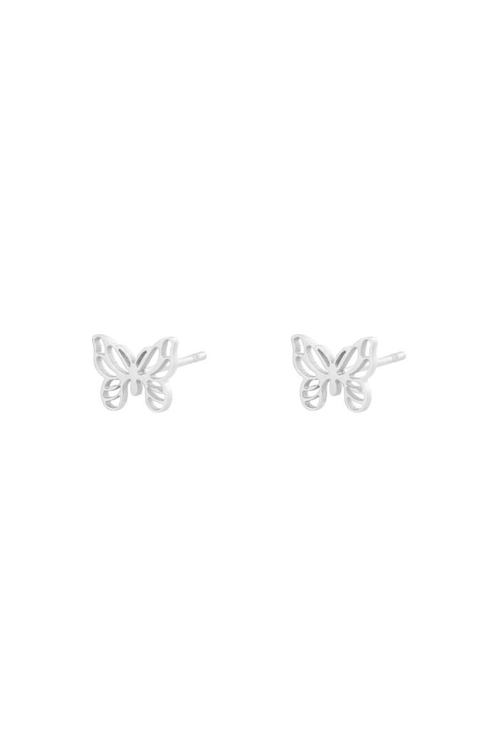 Earrings Little Butterfly Silver Stainless Steel 