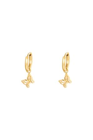 Earrings Floating Butterfly Gold Stainless Steel h5 