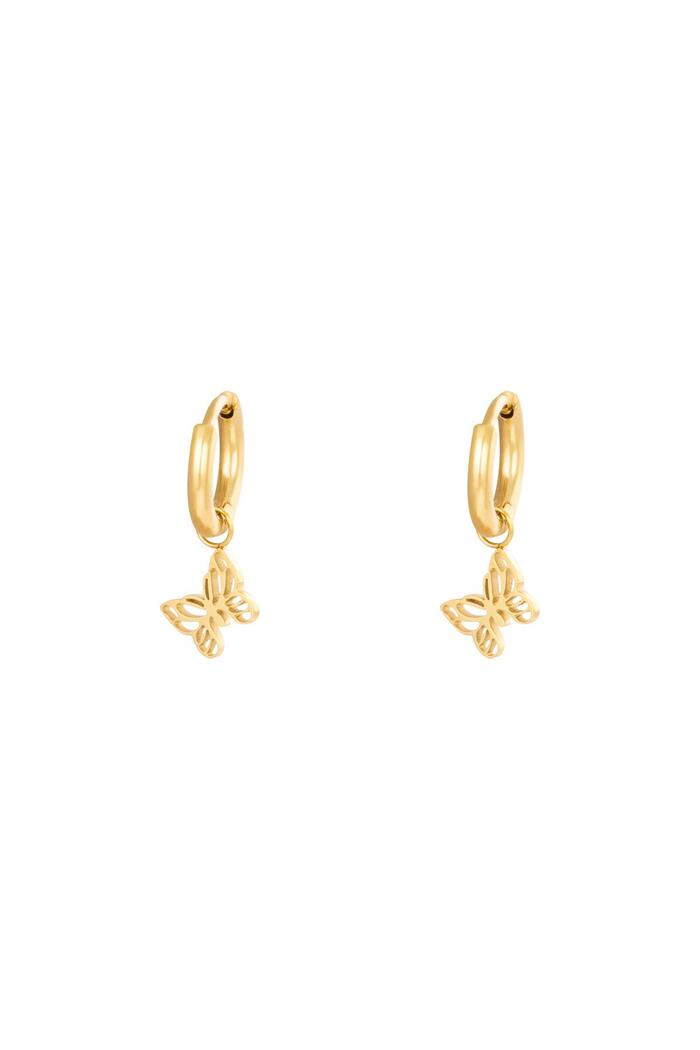 Earrings Floating Butterfly Gold Stainless Steel 